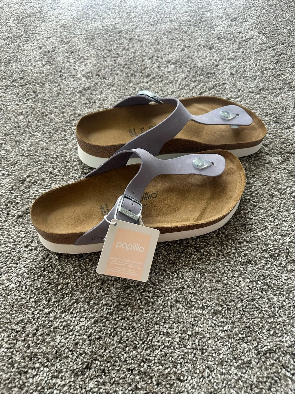 Papillio by Birkenstock- Lavender Platform Thong Sandals with Adjustable Buckle